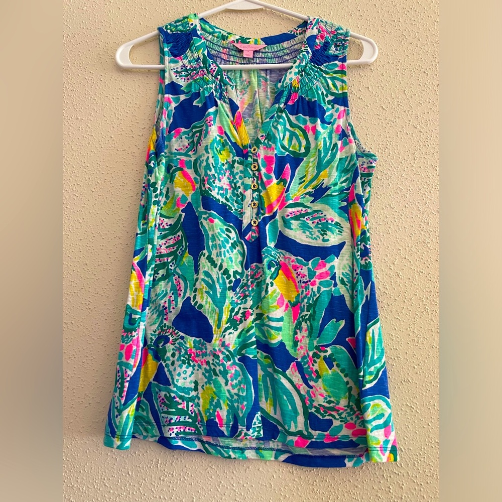 Lilly Pulitzer Women’s Small Essie Tank Top Tropical Print
